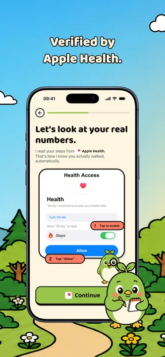 Steps verified by Apple Health, automatically